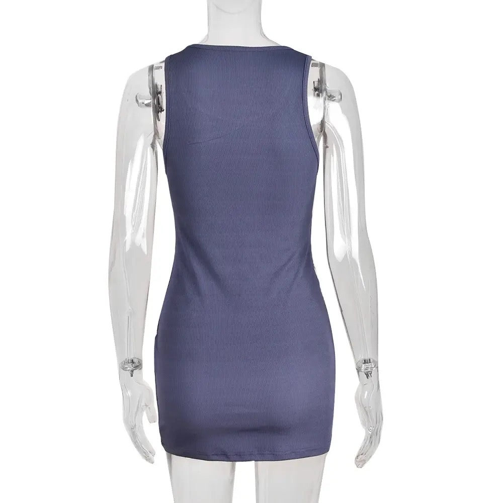 Purple Punk Cross Cut Out Mini Dress