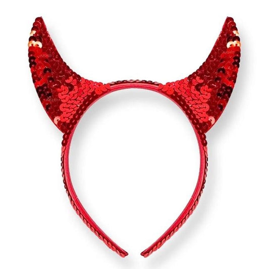 Red Sequin Devil Horns Headband