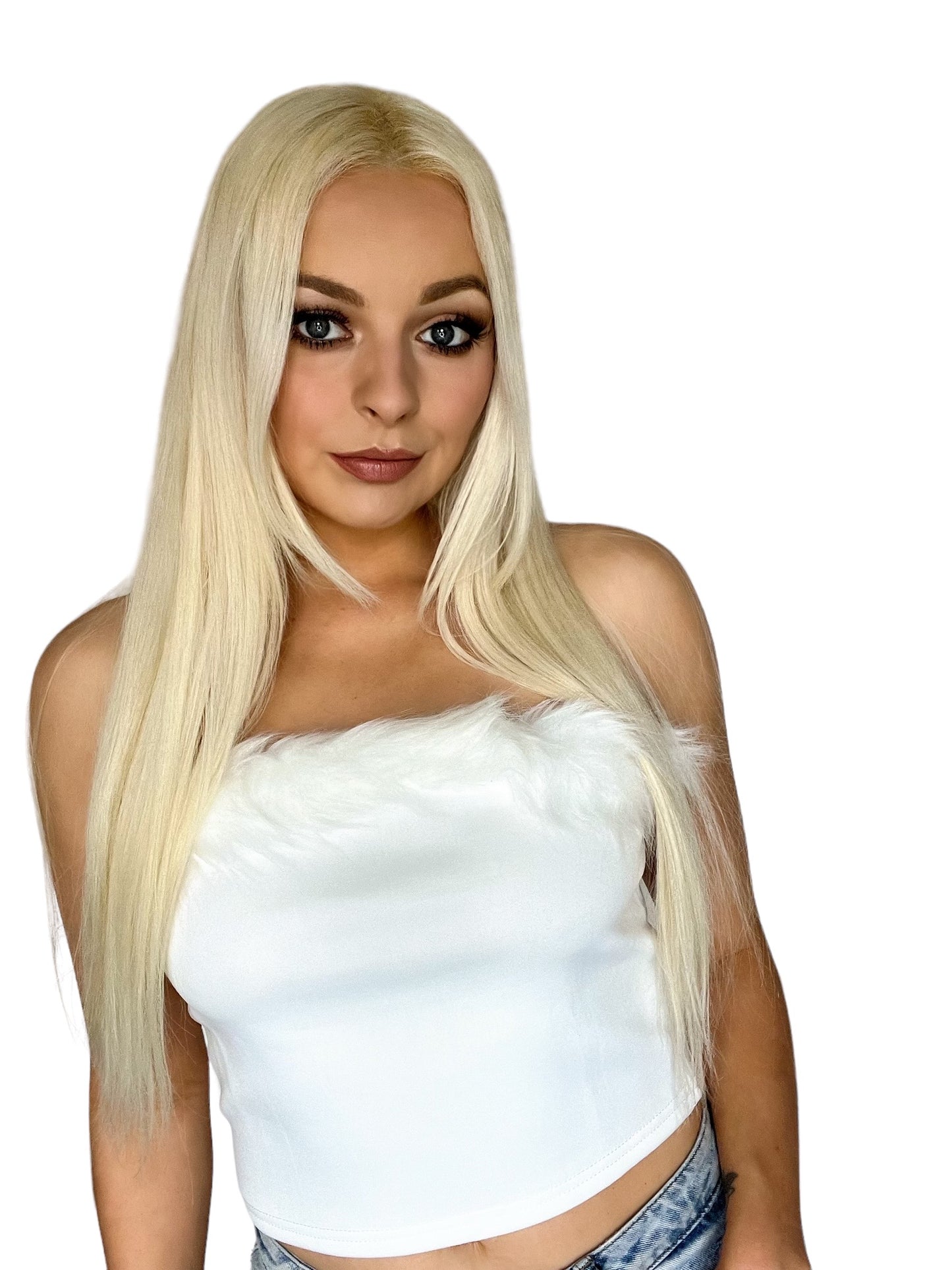 White Fluffy Y2k Clueless Bandeau Corset Top