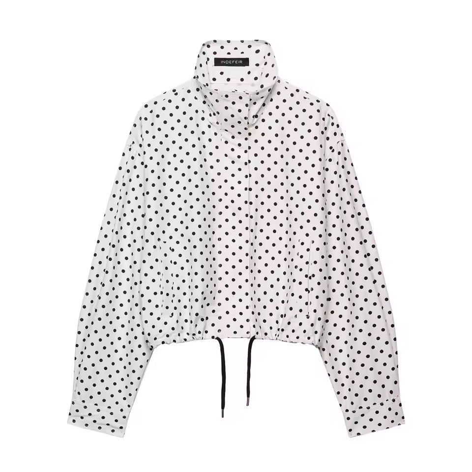 White Polka Dot Co Ord Retro Jacket Shorts Outfit Set