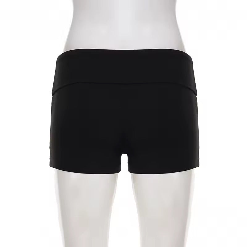 Black Y2K Gothic Studded Summer Yoga Booty Shorts