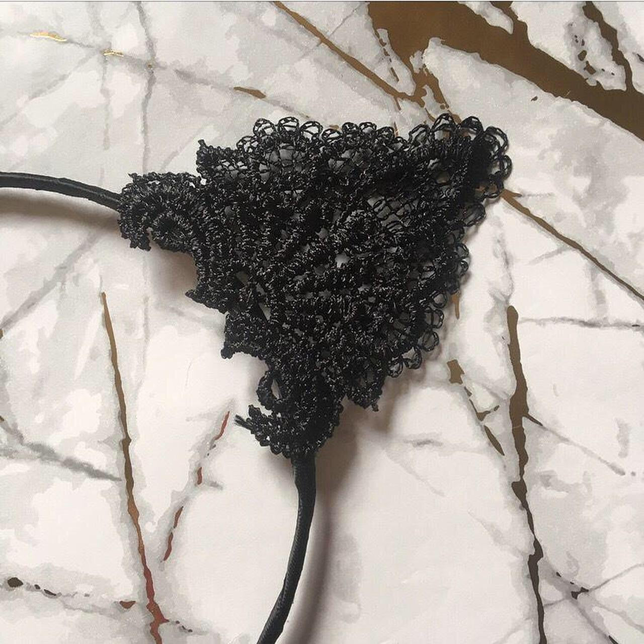 Black Lace Cat Ear Headband