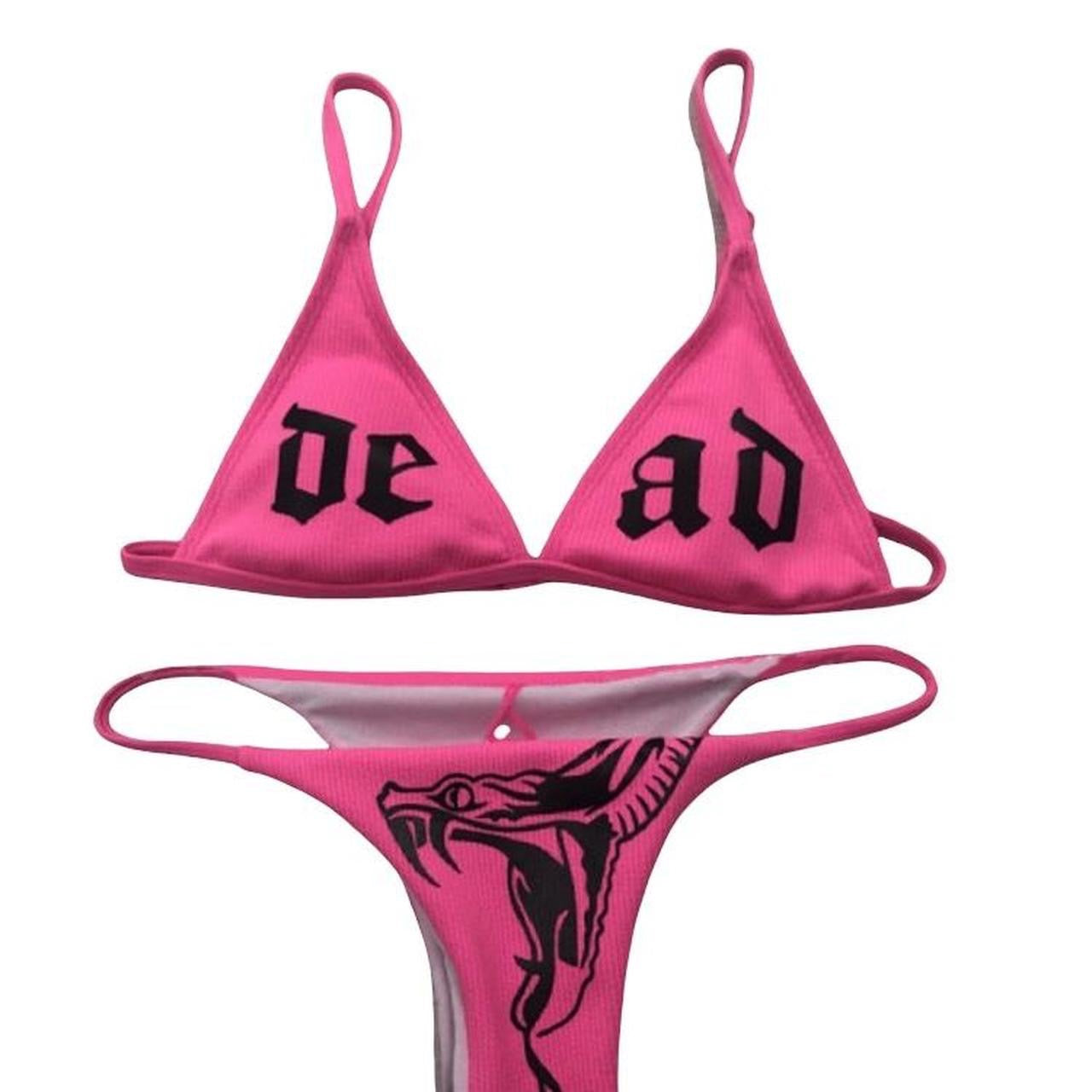 Neon Pink Dead Snake Punk Bikini Set