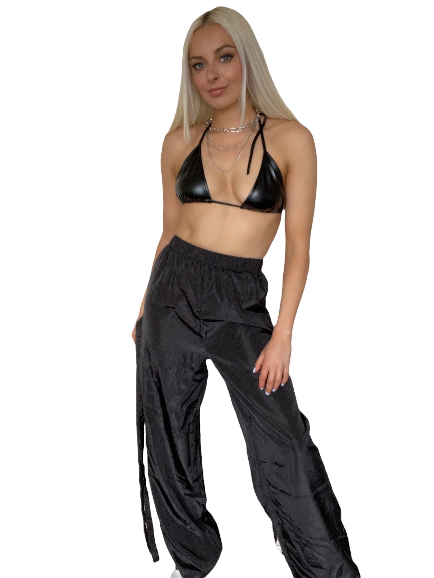 Black Baggy Wide Leg Cargo Y2k Punk Trousers