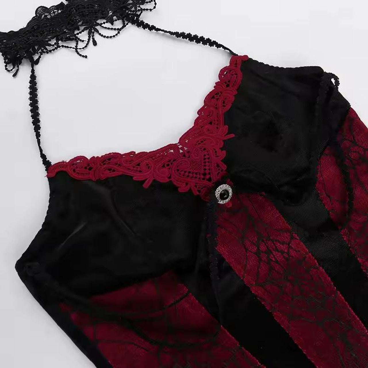 Blood Cobweb Gothic Choker Corset Crop Top