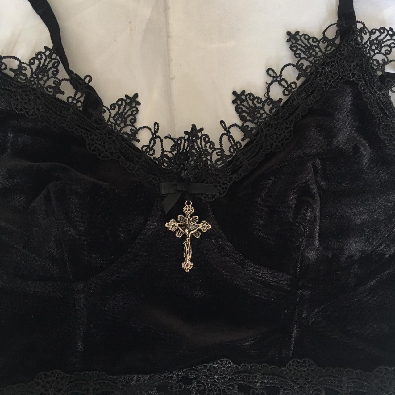 Black Velvet Gothic Unholy Crop Top