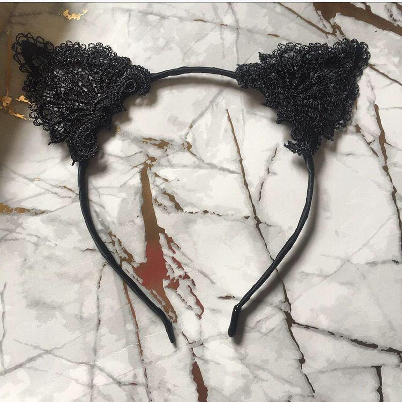 Black Lace Cat Ear Headband