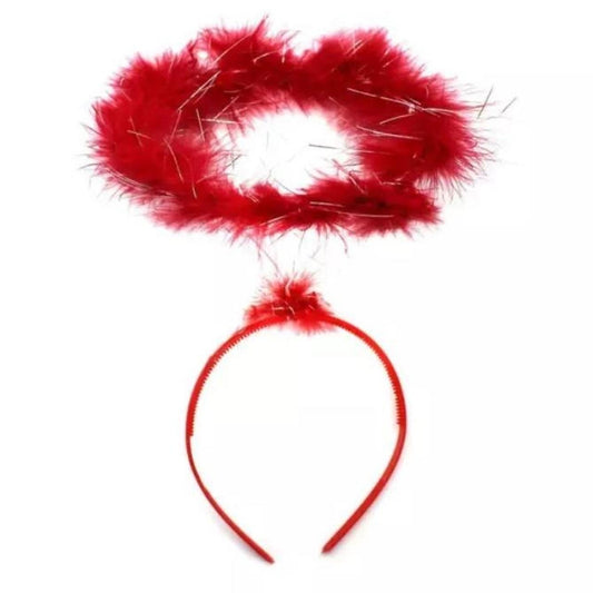 Red Fluffy Angel Halo Headband