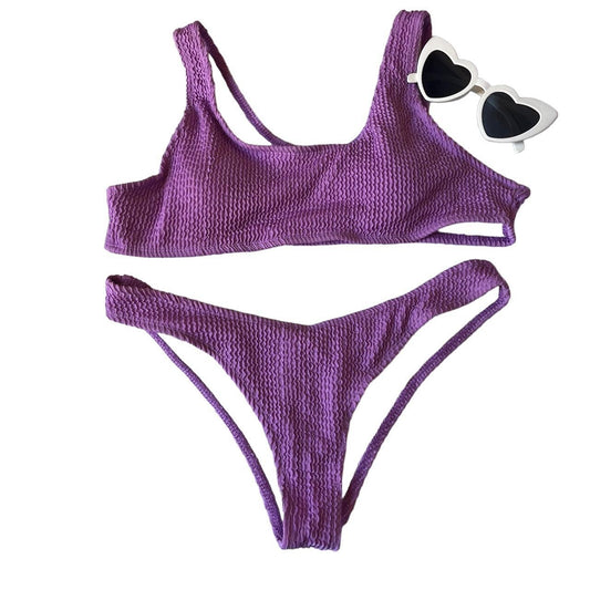 Purple Crinkle 2 Piece Bikini Set