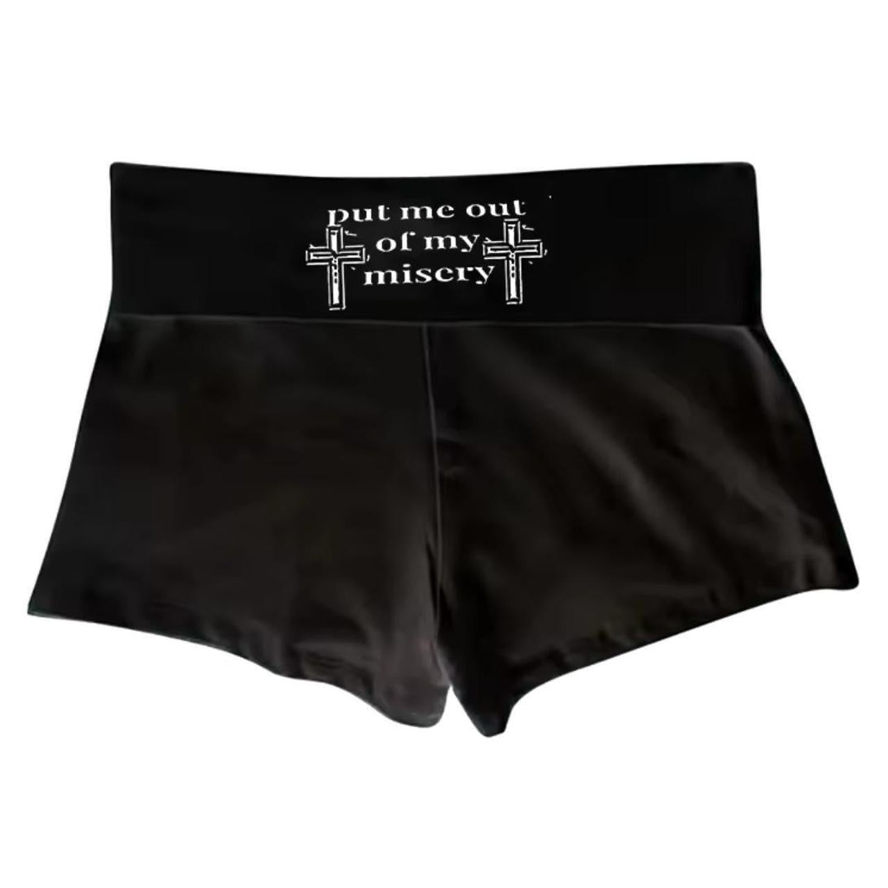 Black Put Me Out Of My Misery Gothic Hot Pant Shorts