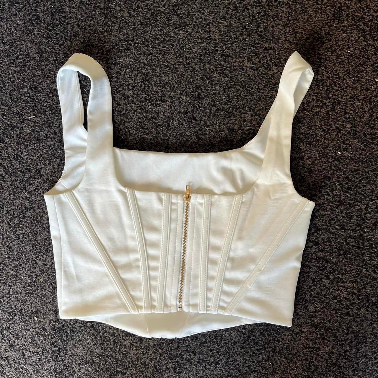 White Basic Sweetheart Corset Crop Top