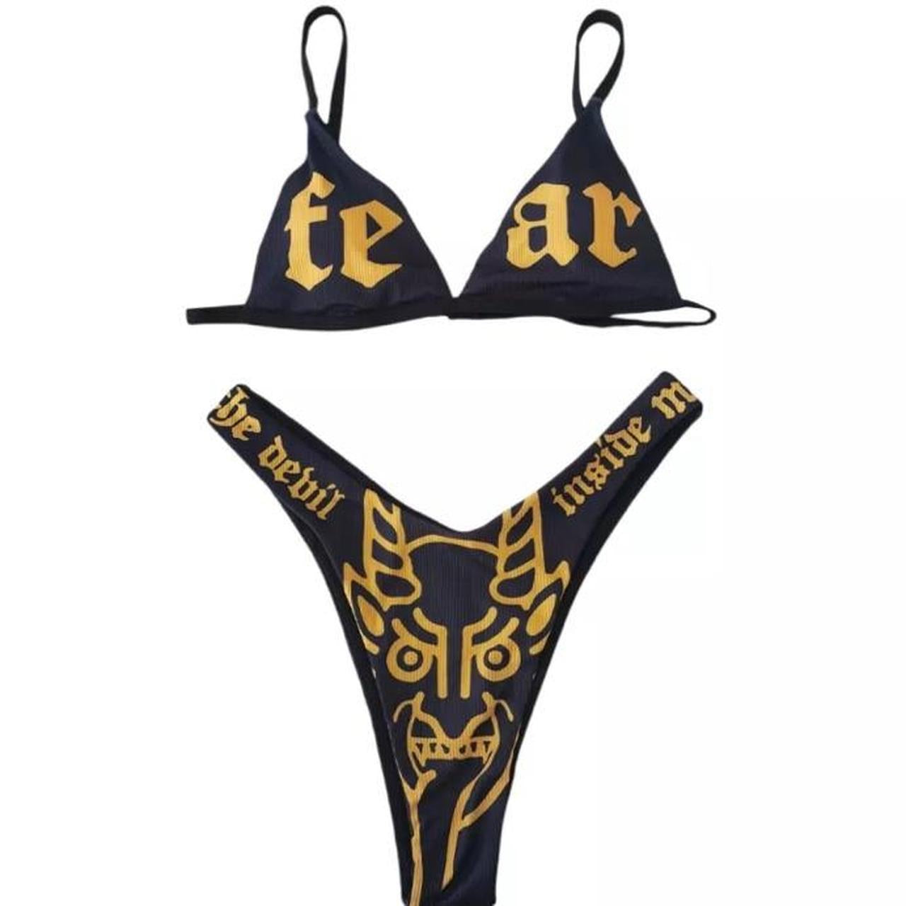 Black Fear Gothic Bikini 2 Piece Devil Set