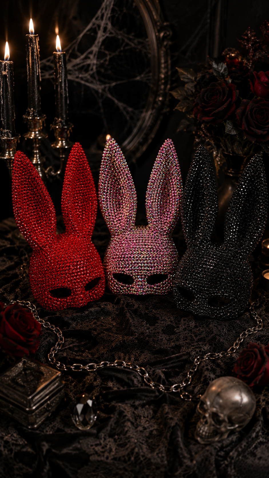 Handmade Rhinestone Bunny Rabbit Costume Cosplay Mask