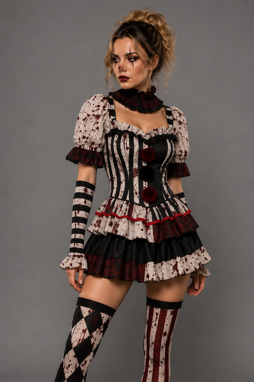 Clown Horror Blood Splattered Halloween Cosplay Costume Set