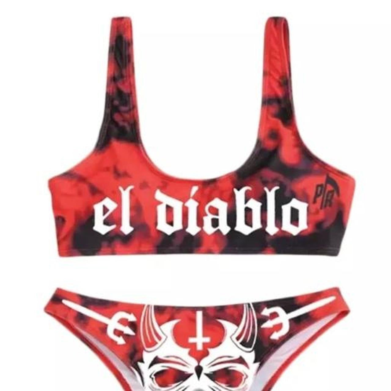 Red Tie Dye El Diablo 2 Piece Bikini Set