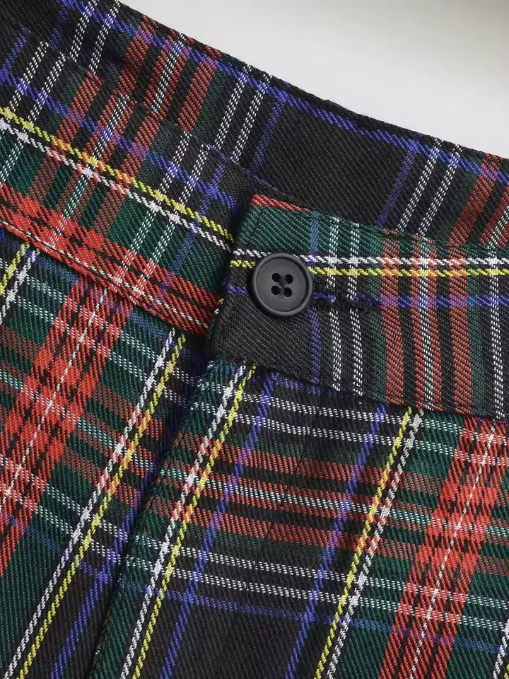 Navy Tartan Checkered Punk Retro Hot Pant Shorts