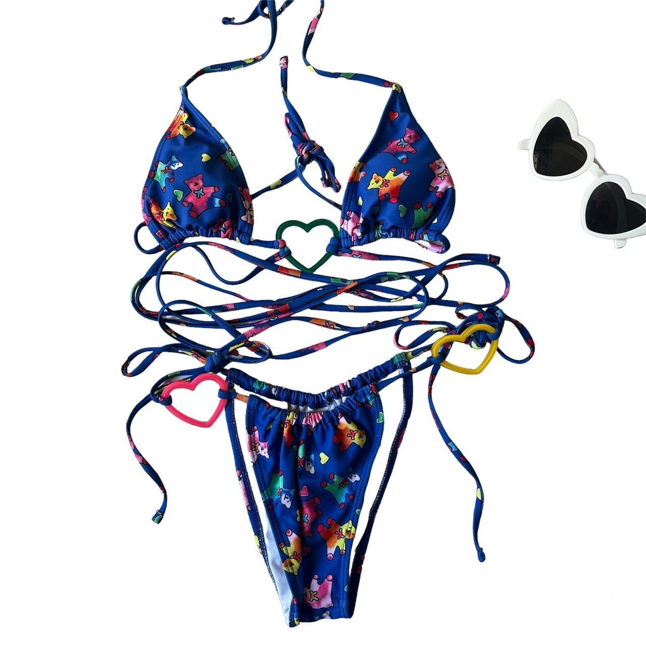 Blue Gummy Bear Heart 2 Piece Bikini Set