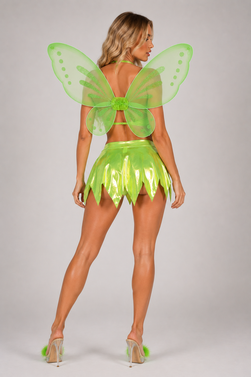 Green Holographic 3 Piece Fairy Woodland Cosplay Costume