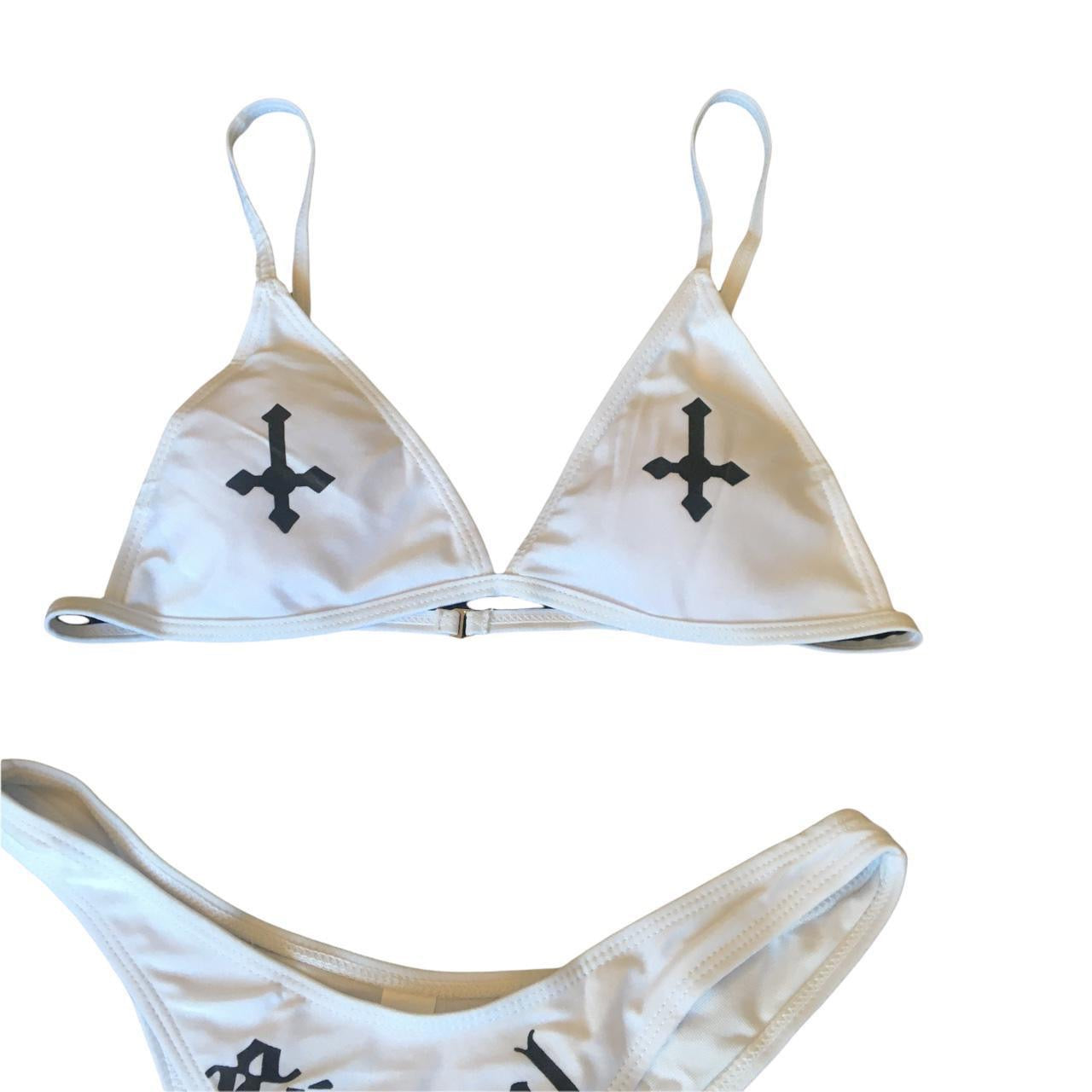 White Gothic Sinful 2 Piece Bikini Set Numbanddumb