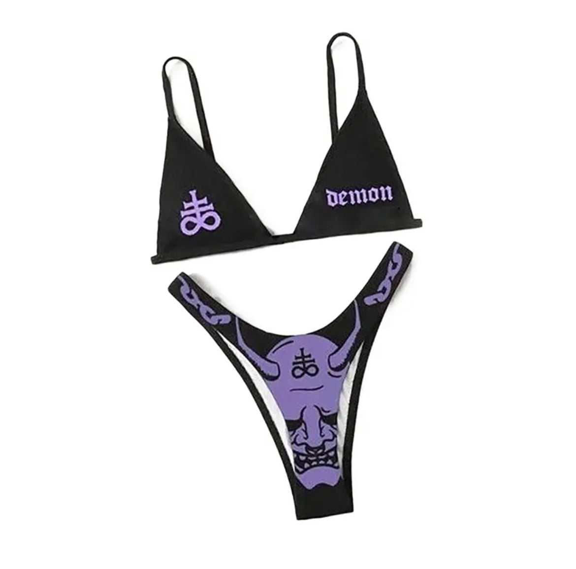 Black Demon 2 Piece Gothic Bikini Set