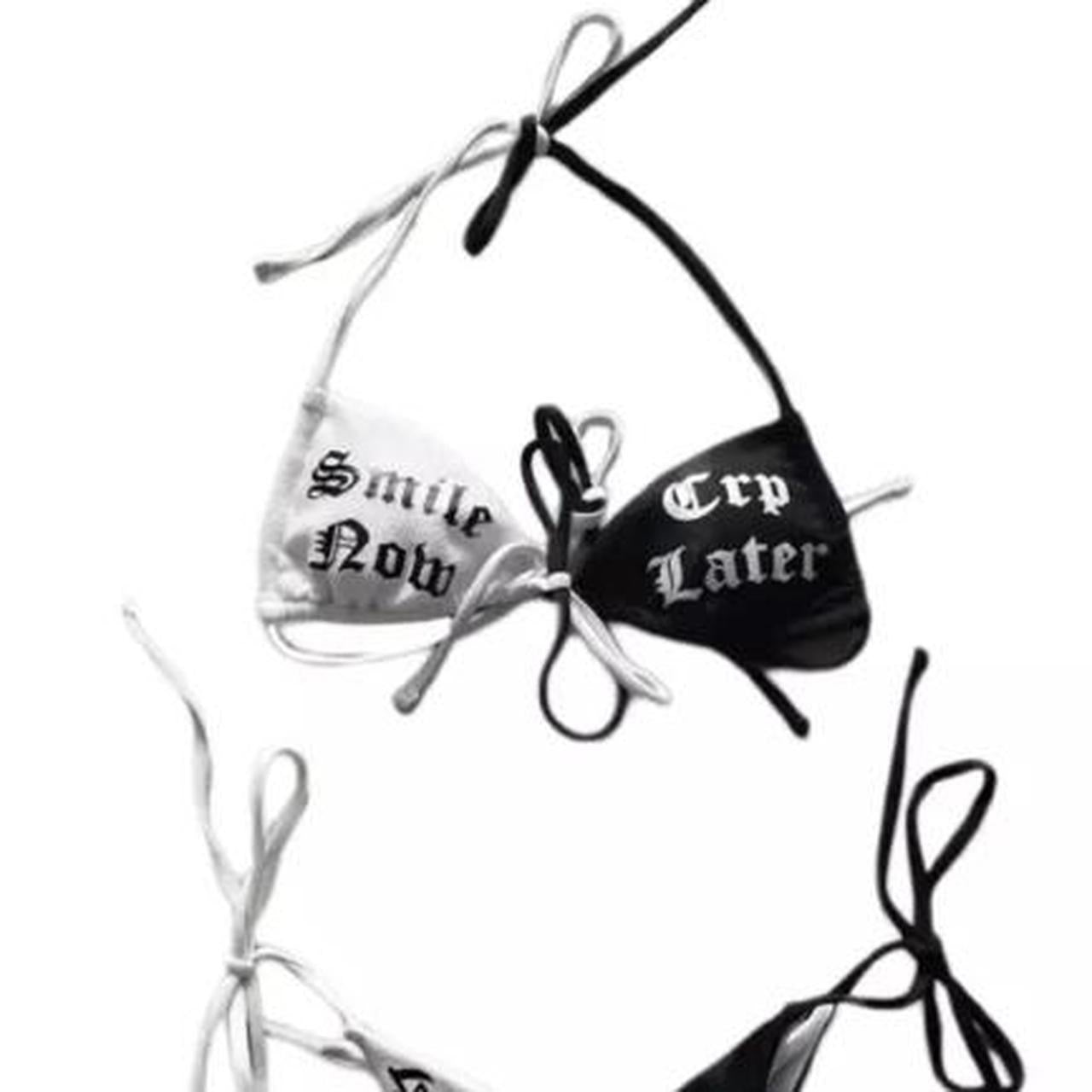 Smile Now Cry Later Monochrome Gothic Bikini