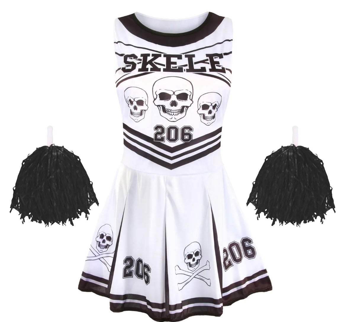 Gothic Skeleton Cheerleader Halloween Costume