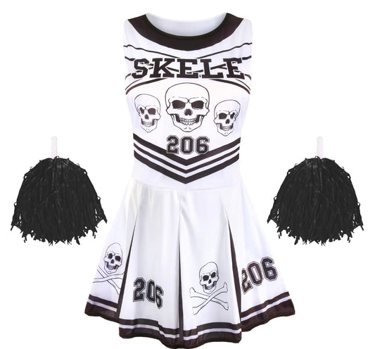 Gothic Skeleton Cheerleader Halloween Costume