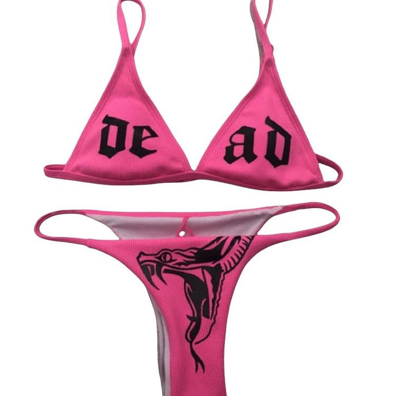 Neon Pink Dead Snake Punk Bikini Set