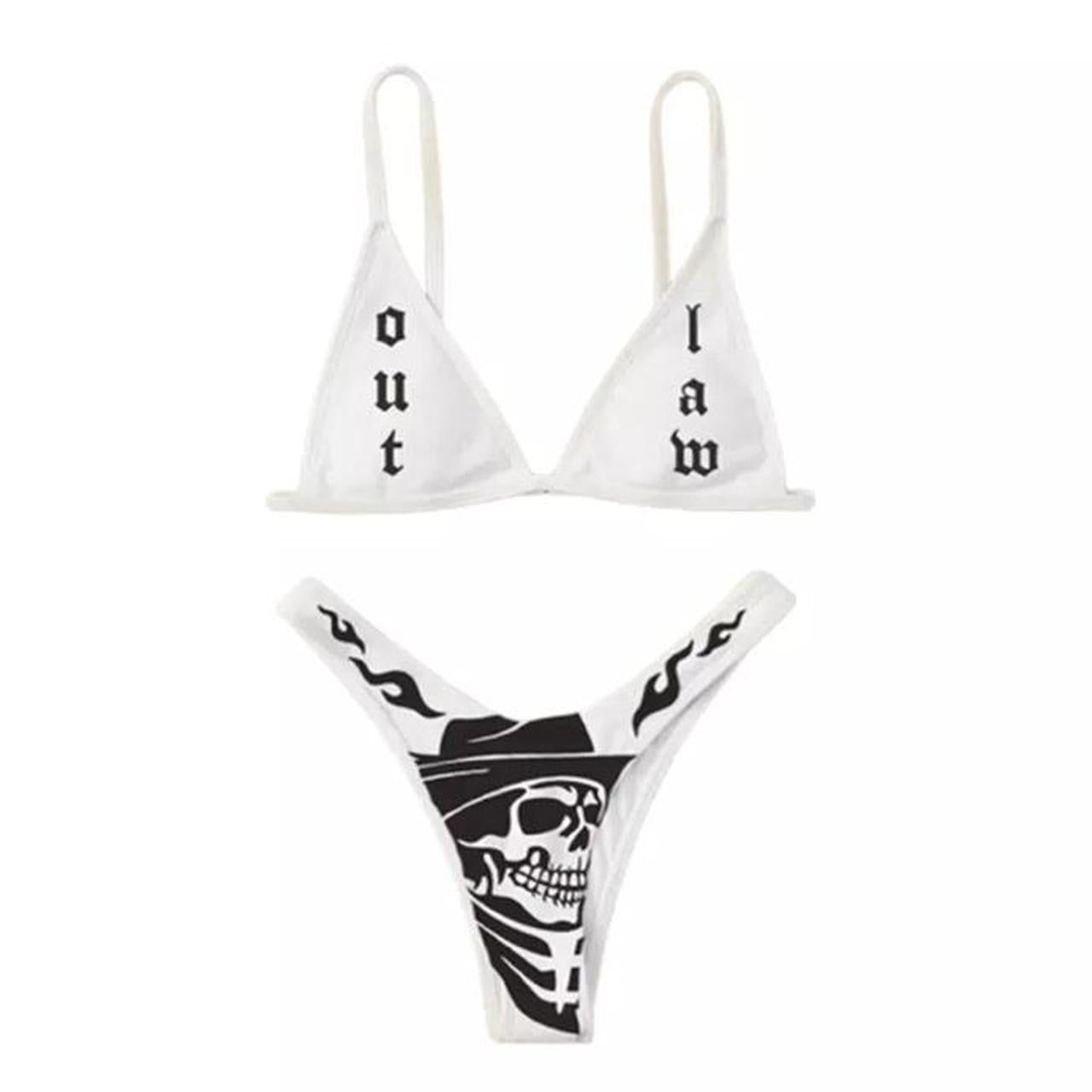 White Gothic Cowboy 2 Piece Bikini Set