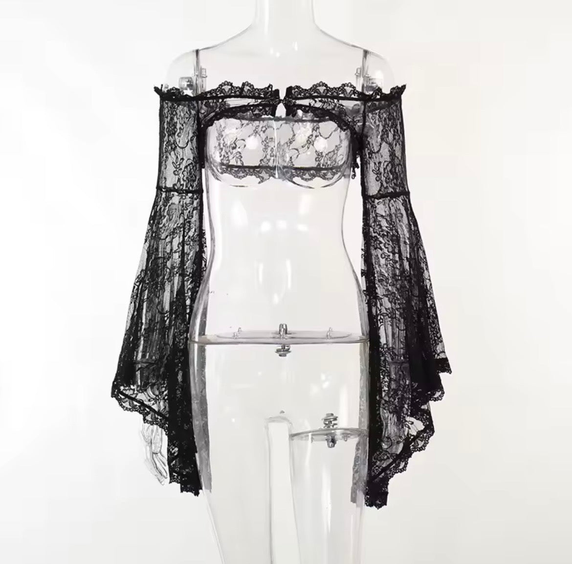 Black Dark Romance Lace Bell Sleeve Bolero