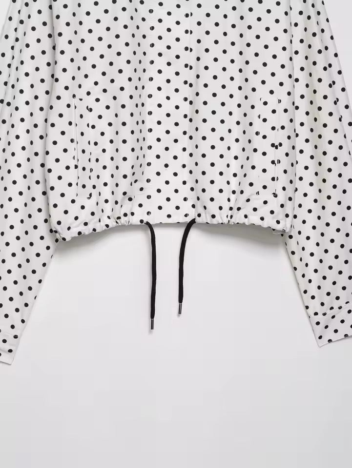 White Polka Dot Co Ord Retro Jacket Shorts Outfit Set