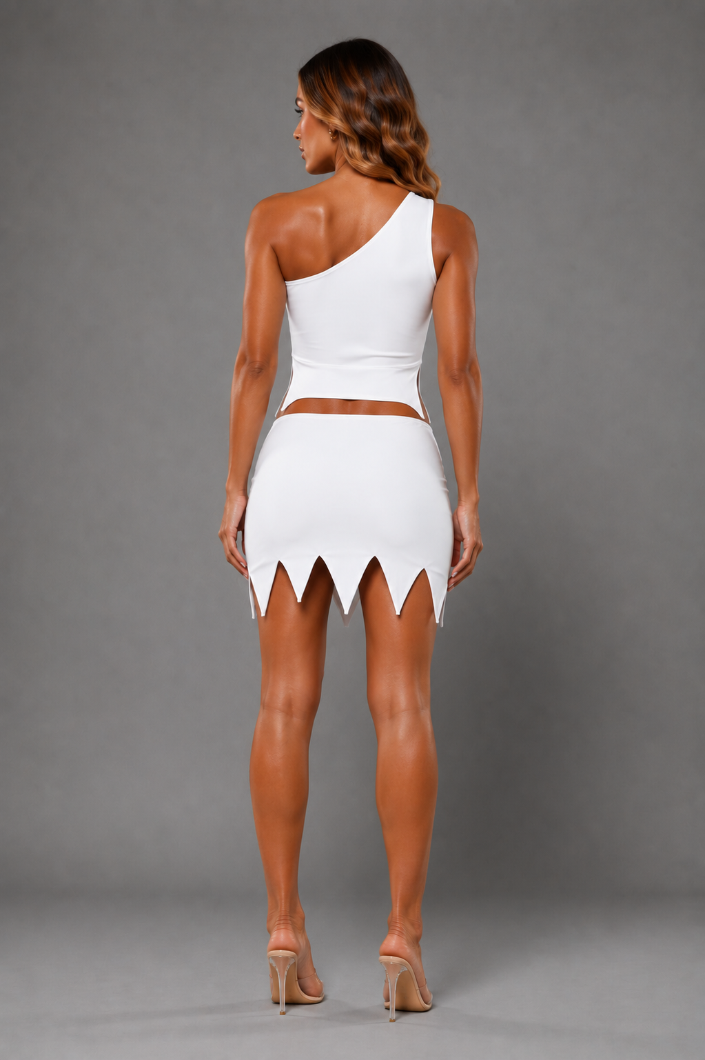 White Cavegirl 2 Piece Halloween Top Skirt Cosplay Costume