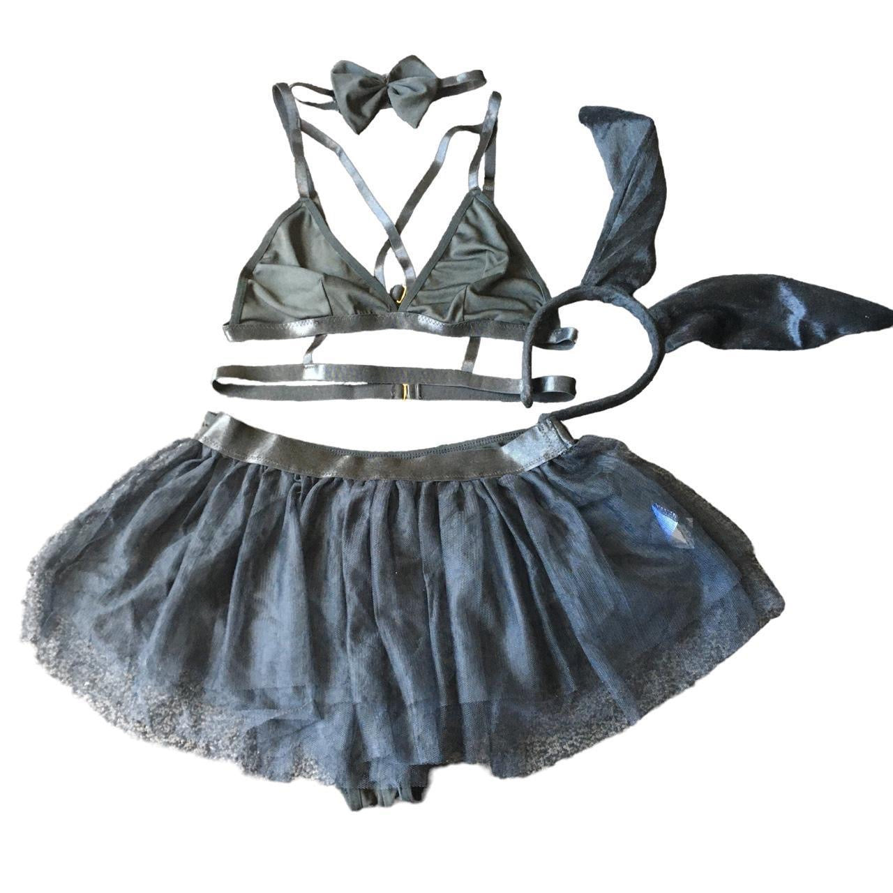 Black Sexy 4 Piece Bunny Rabbit Halloween Costume Set