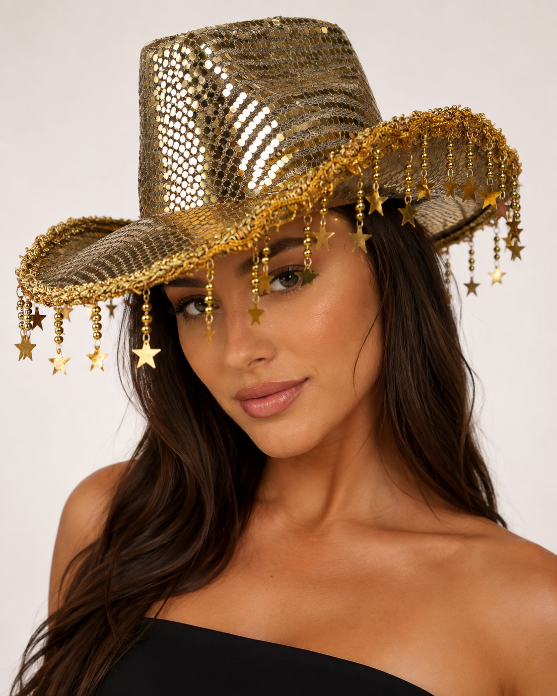 Gold Sequin Space Cowboy Party Cosplay Tassel Costume Hat