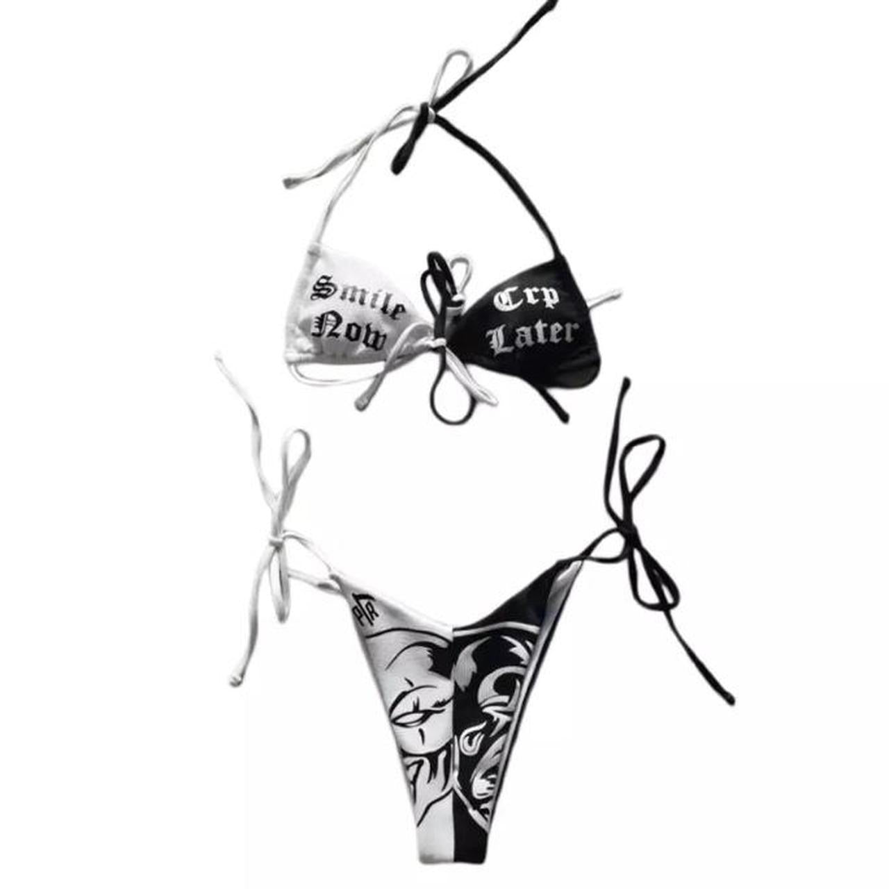 Smile Now Cry Later Monochrome Gothic Bikini