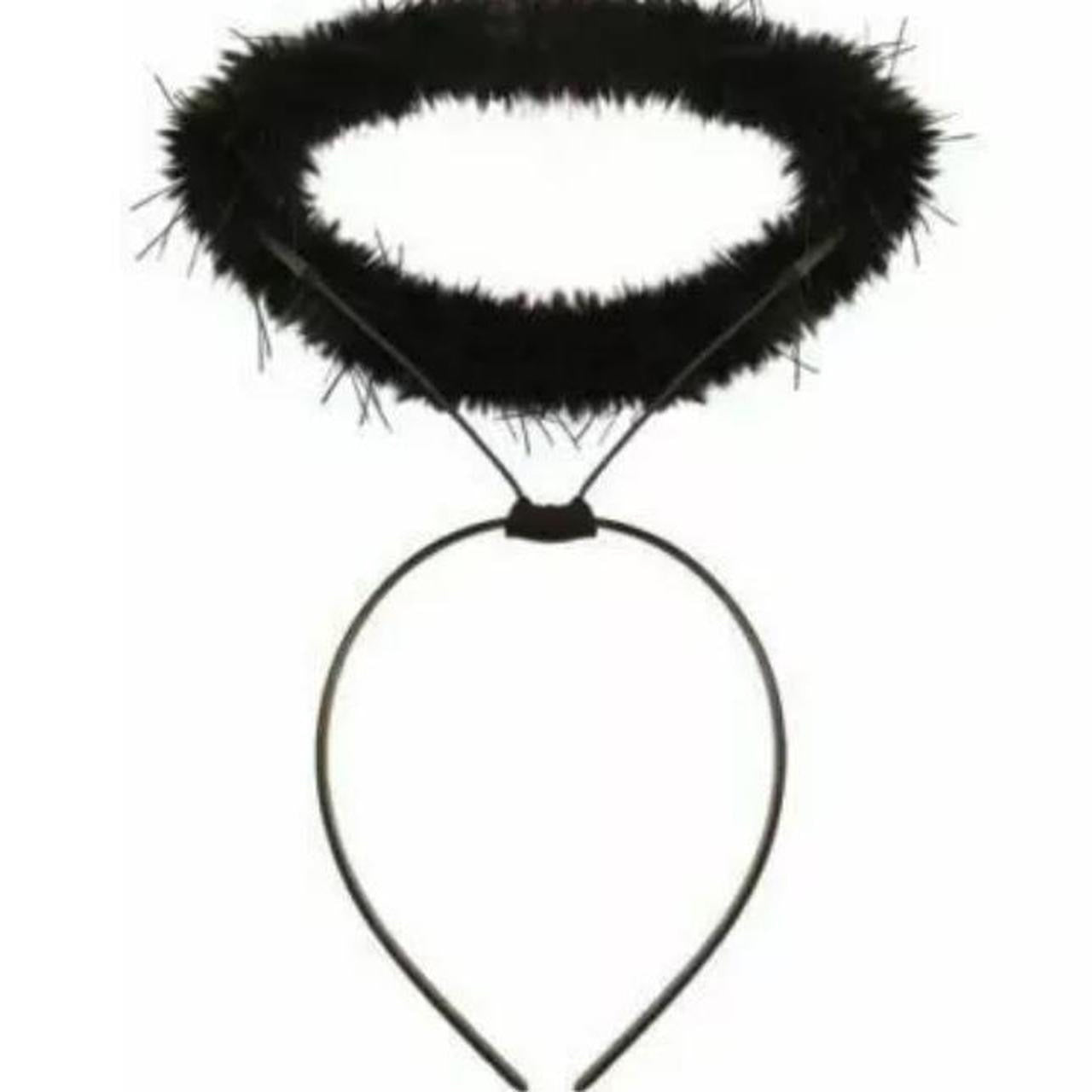 Black Fluffy Angel Halo Headband