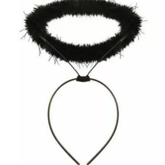 Black Fluffy Angel Halo Headband