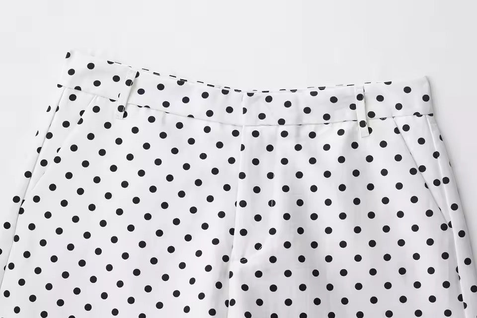 White Polka Dot Co Ord Retro Jacket Shorts Outfit Set