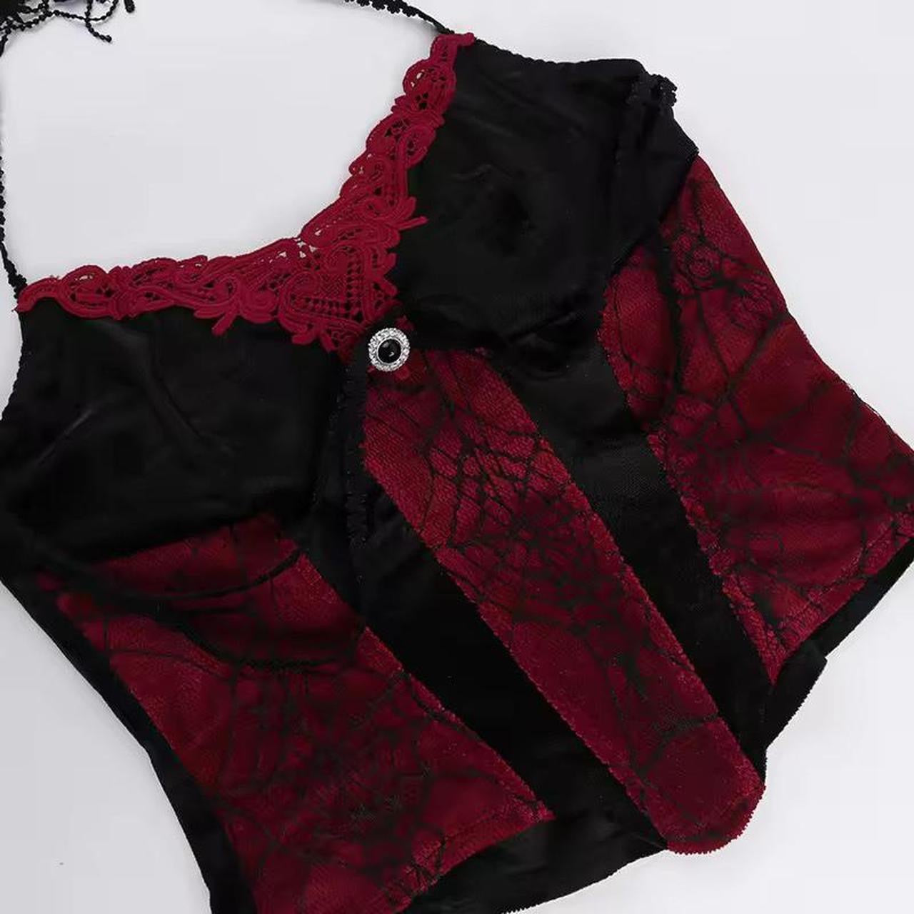 Blood Cobweb Gothic Choker Corset Crop Top