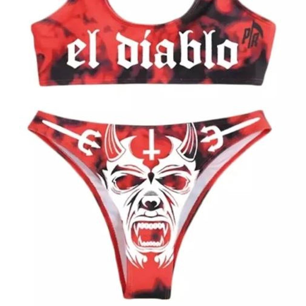 Red Tie Dye El Diablo 2 Piece Bikini Set