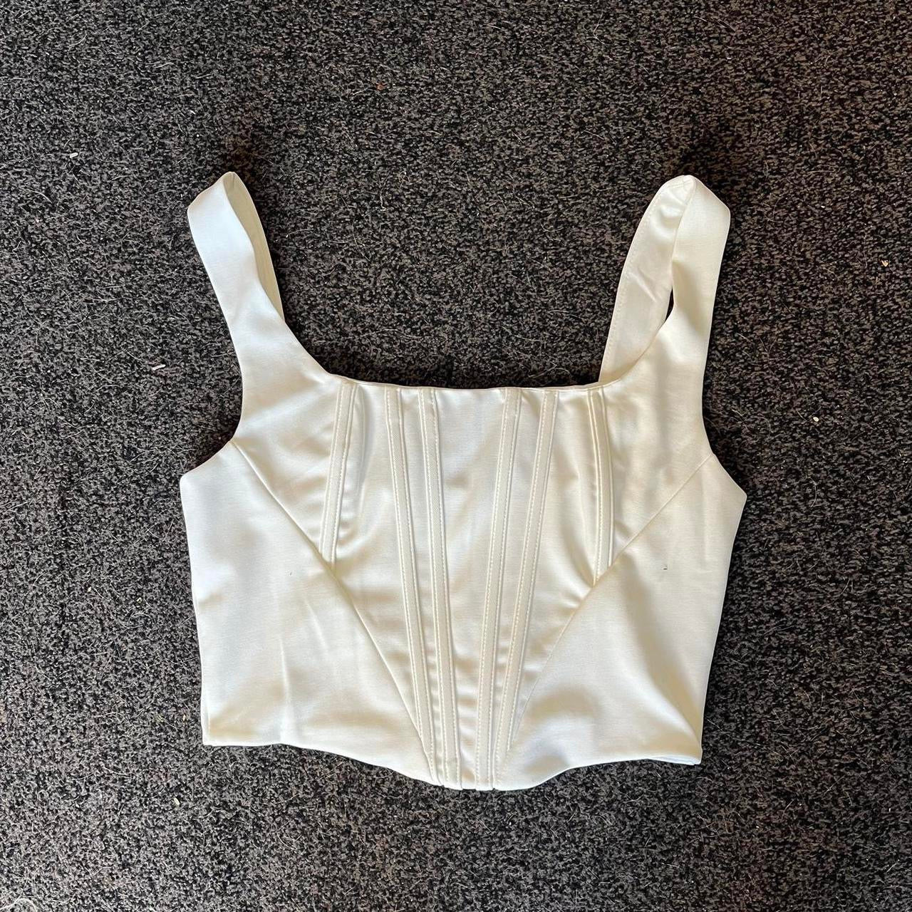 White Basic Sweetheart Corset Crop Top