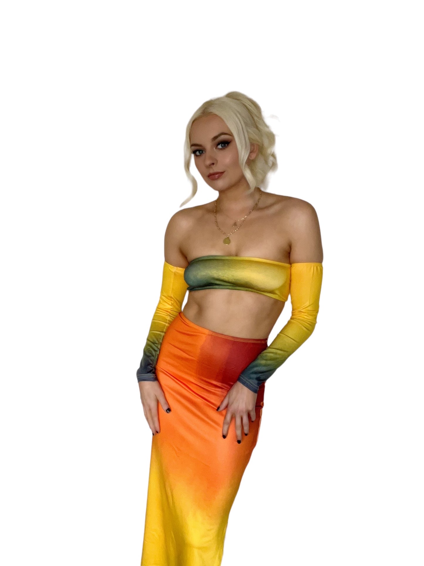 Sunset Ombré 2 Piece Co-Ord Maxi Set Orange