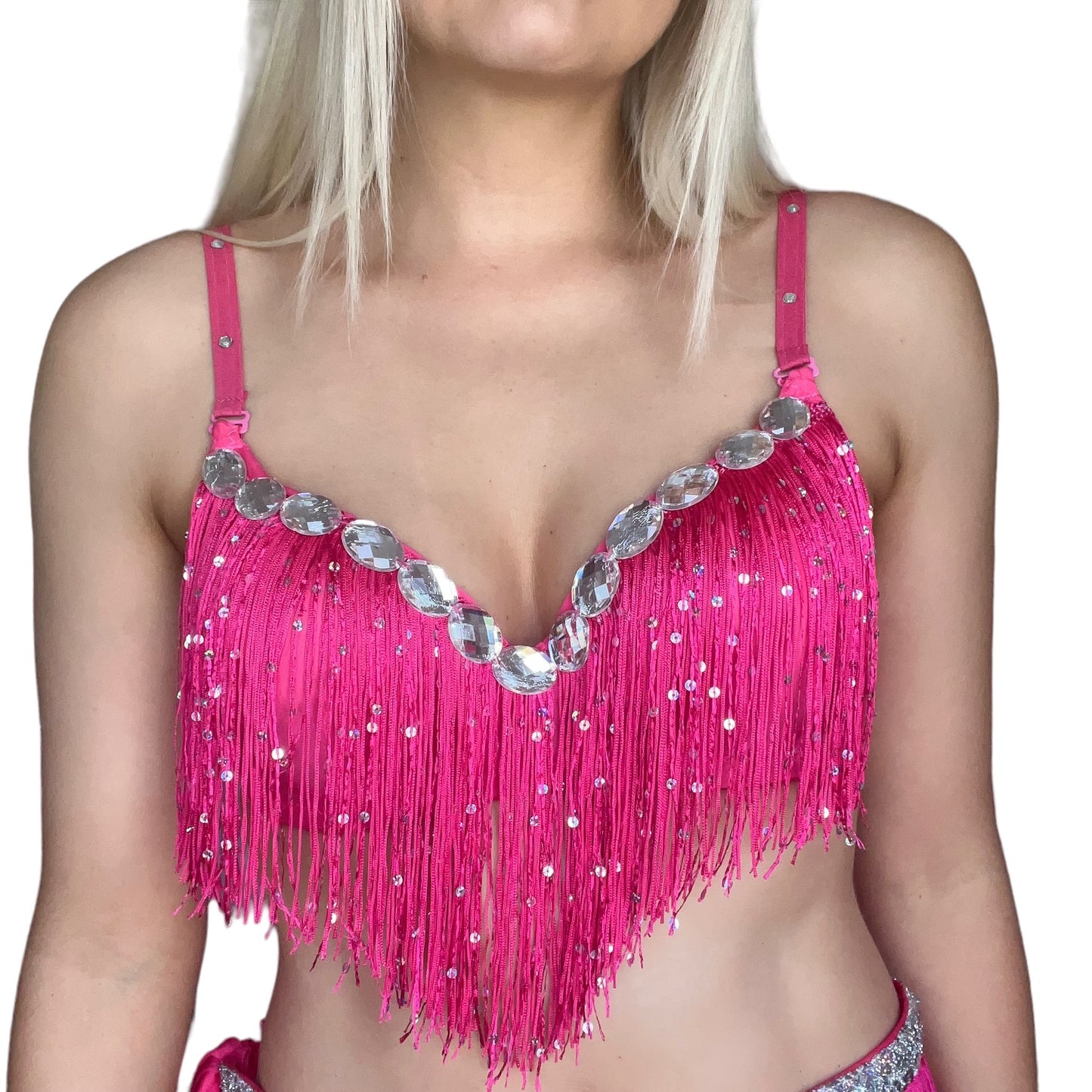 Pink Barbie 2 Piece Rhinestone Tassel Halloween Costume Set