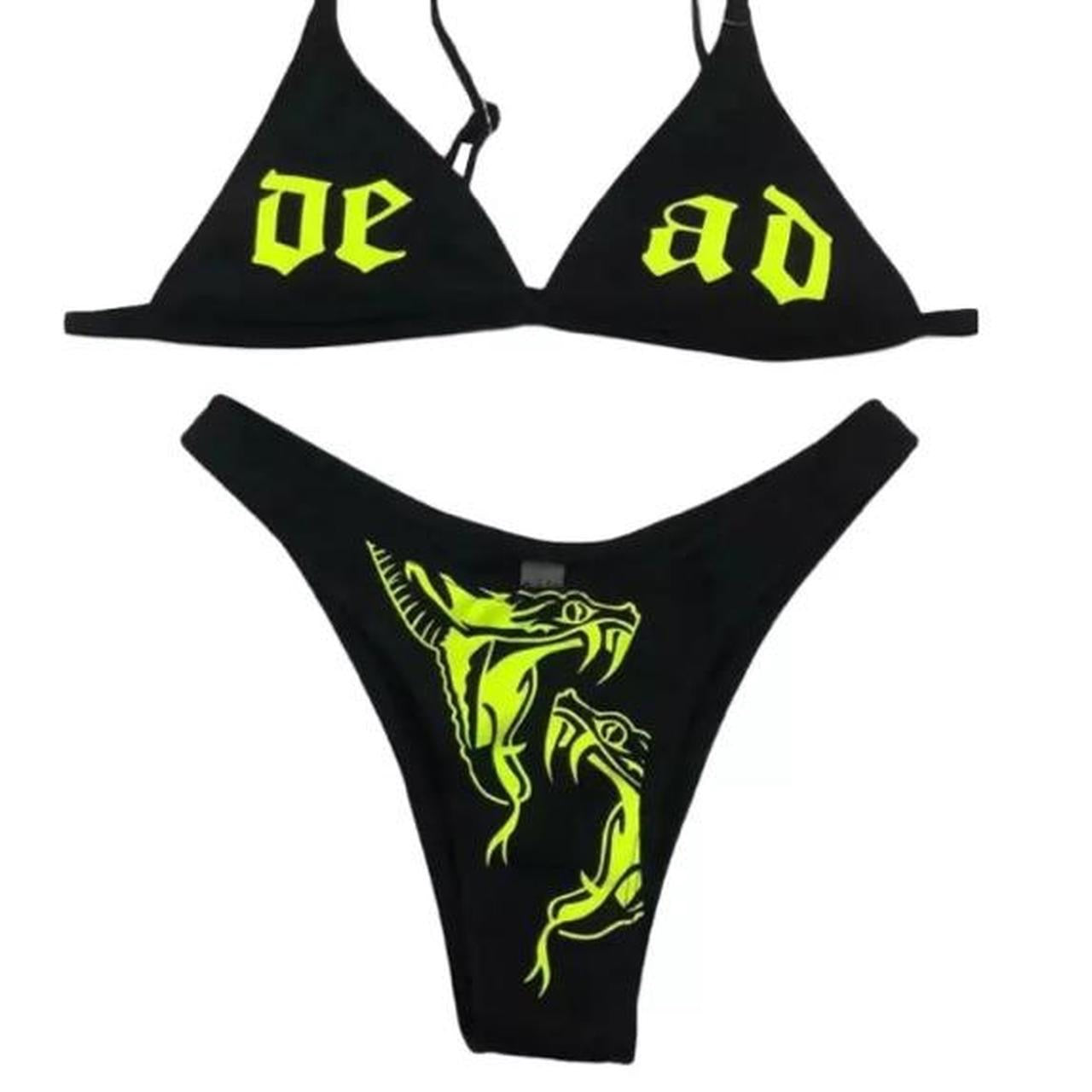 Black Dead Gothic 2 Piece Snake Bikini Set