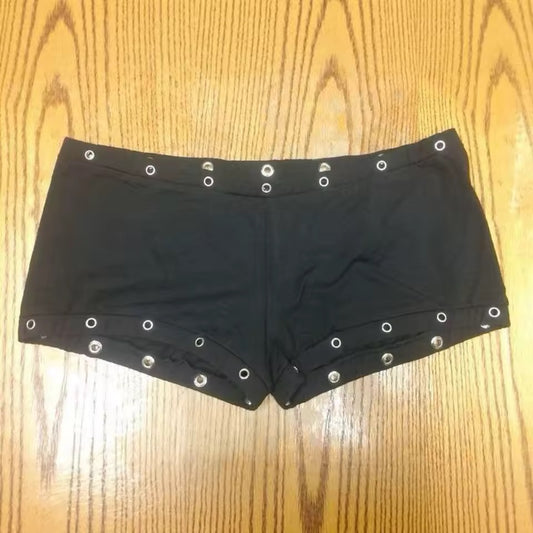 Black Low Rise Y2k Punk Goth Booty Shorts