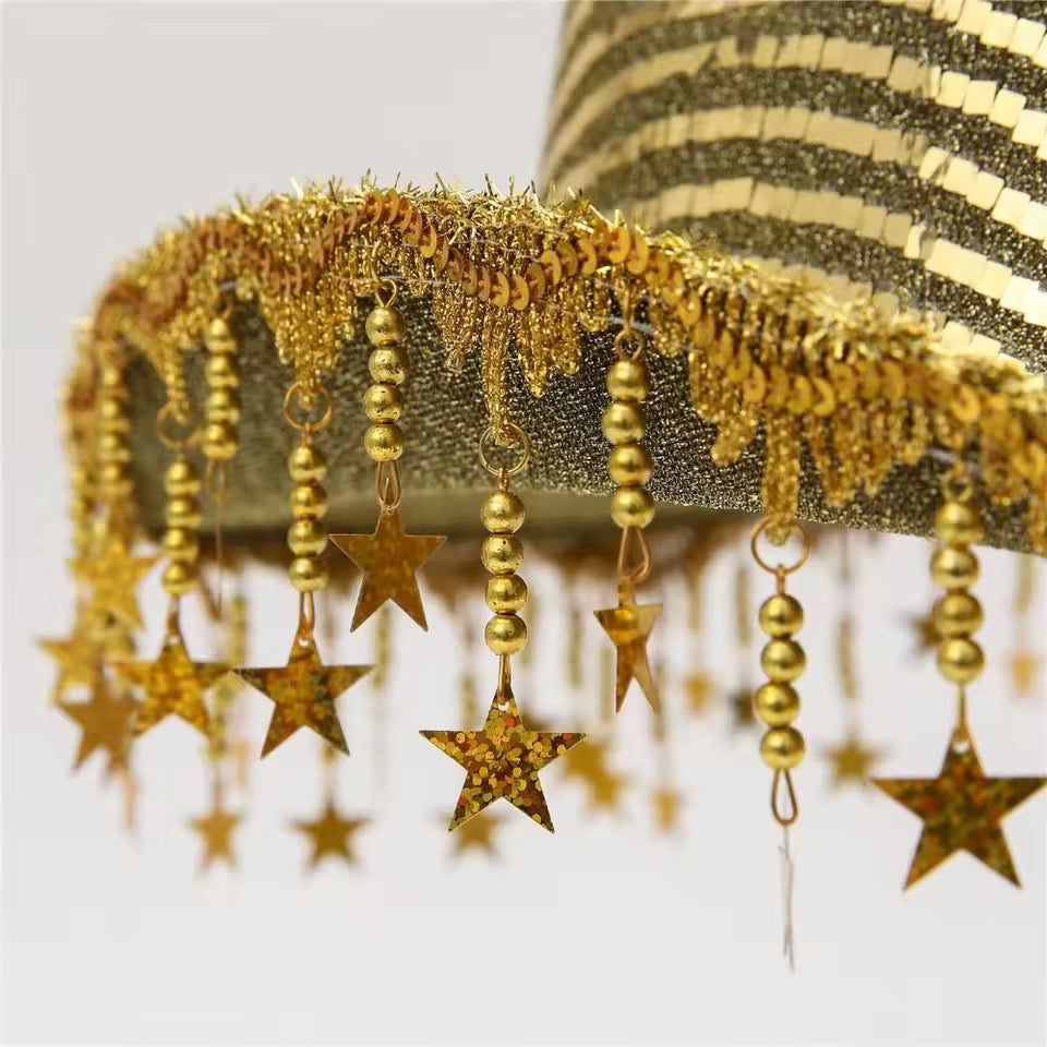 Gold Sequin Space Cowboy Party Cosplay Tassel Costume Hat