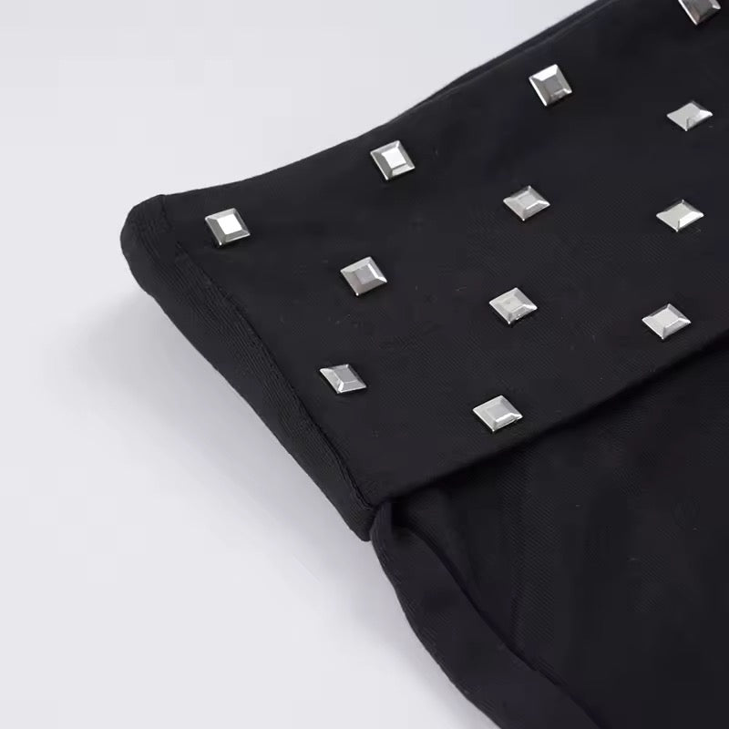 Black Y2K Gothic Studded Summer Yoga Booty Shorts
