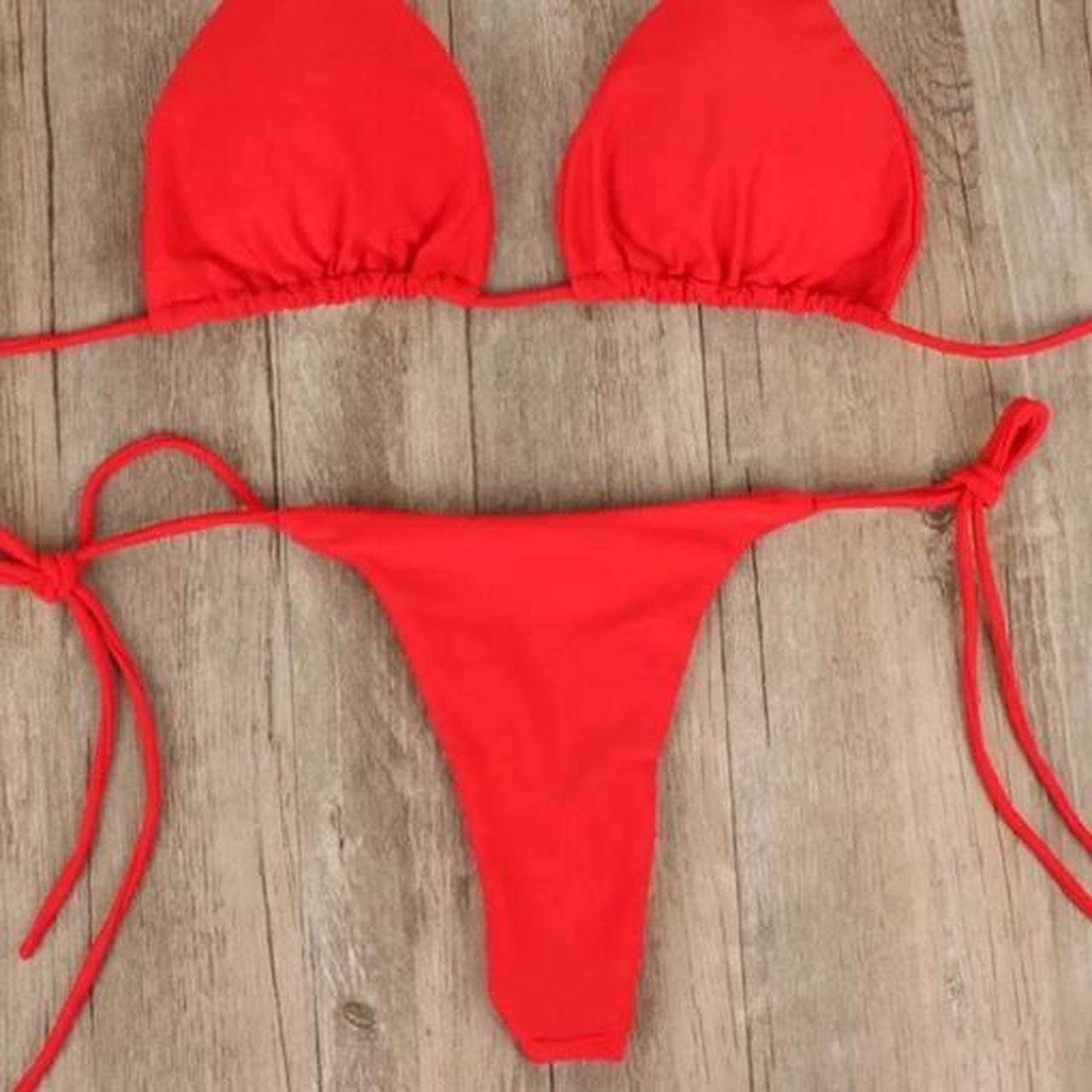 Red Basic 2 Piece Bikini Set Essentials