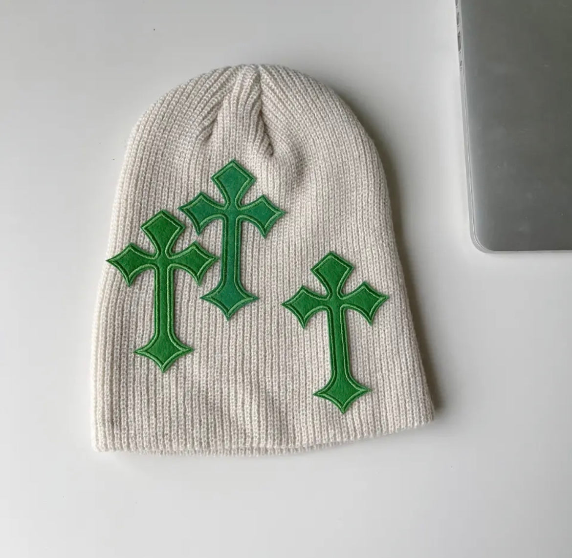 Gothic Cross Patch Beanie Alt Hat