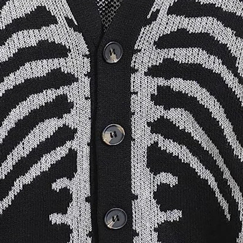 Black Skeleton Knitted Oversized Gothic Cardigan